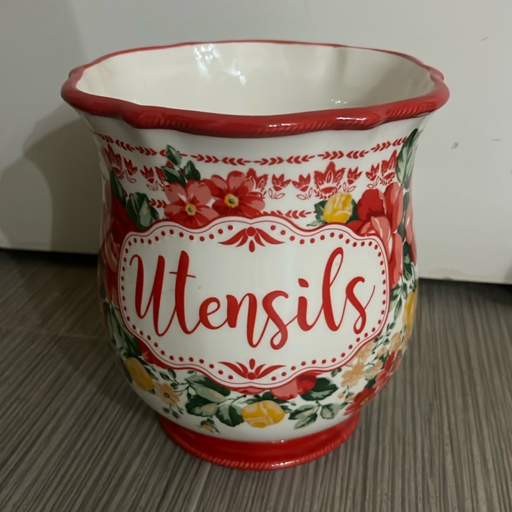 The Pioneer Woman Pioneer Vintage Floral 6.75-inch Stoneware Utensil Holder